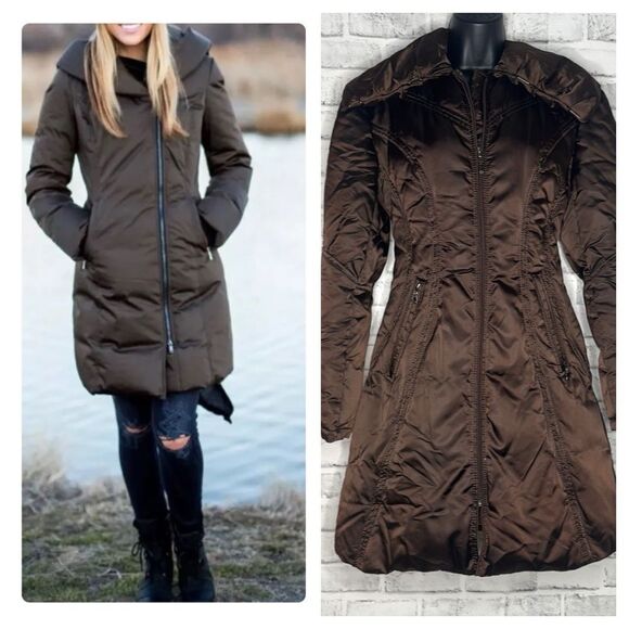 Jessica Simpson S Small Womens Down Filled Jacket Coat Brown Chocolate Parka - Picture 1 of 9